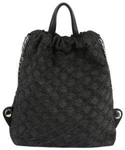 Fashion Check Denim Backpack CSD016 BLACK